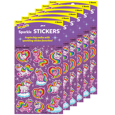 TREND ENTERPRISES Sparkly Unicorns Sparkle Stickers®, PK144 T63353